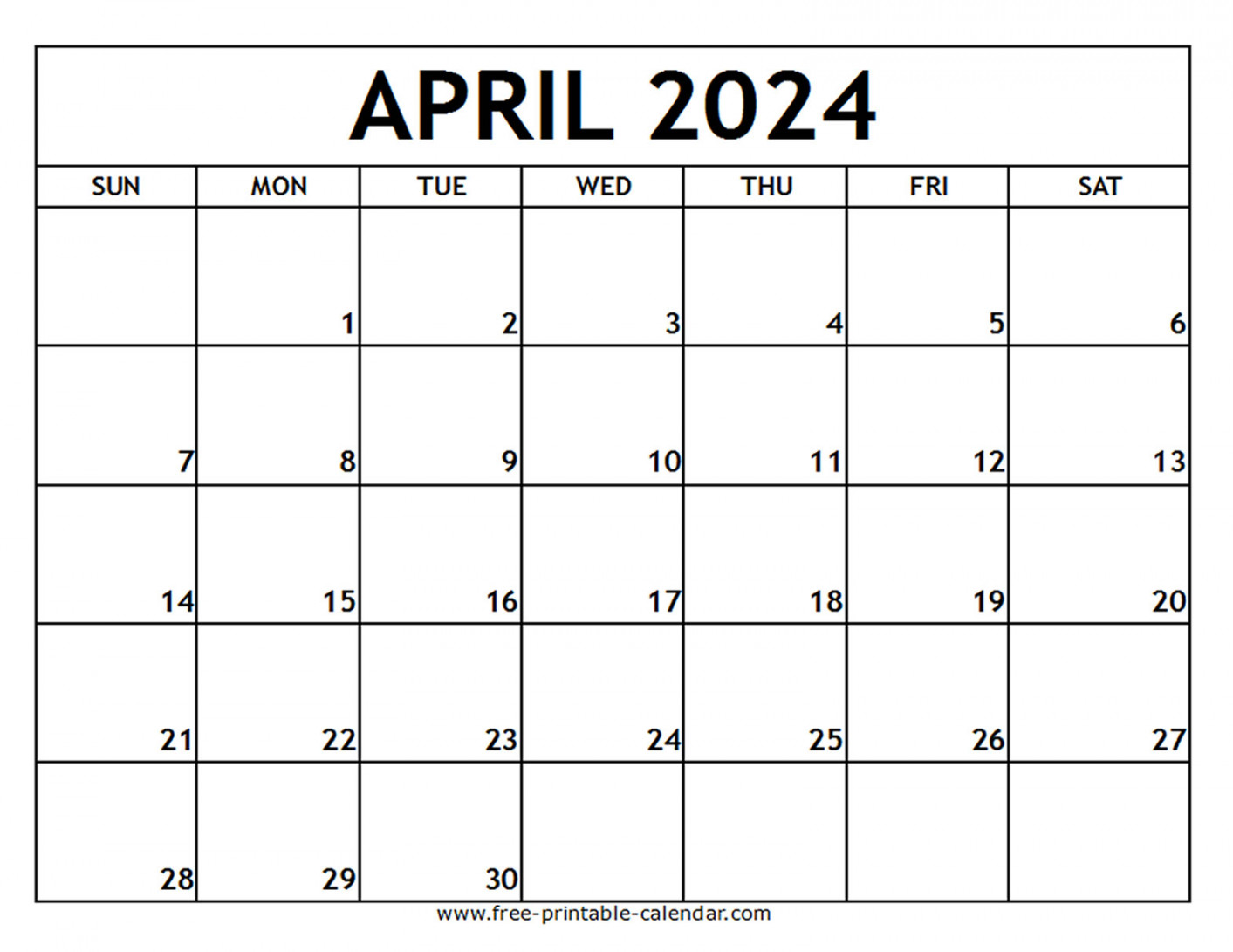 April  Printable Calendar - Free-printable-calendar