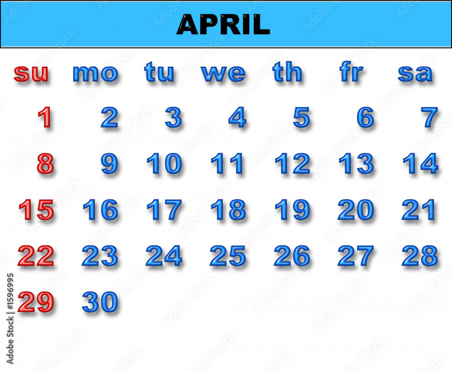 calendar for  (april) Stock Illustration  Adobe Stock