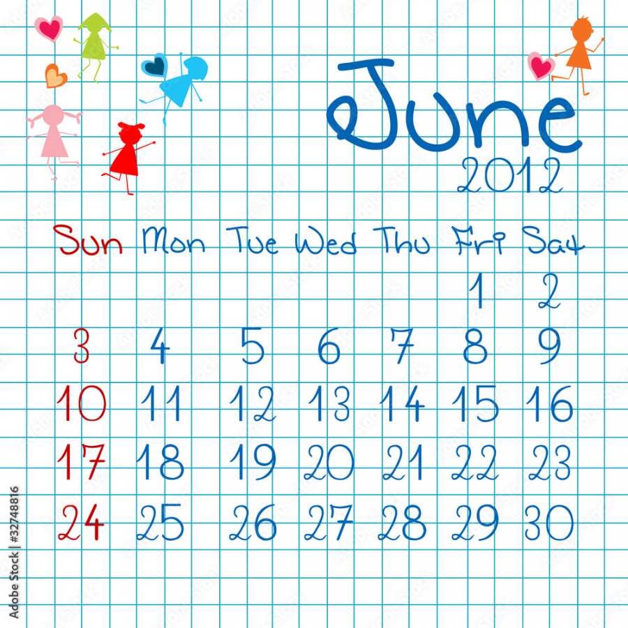 Calendar for June  Stock Illustration  Adobe Stock