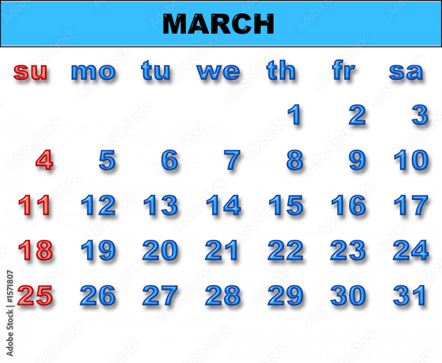 calendar for  (march) Stock Illustration  Adobe Stock