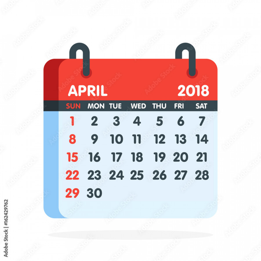 Calendar for  year. Full month of April icon