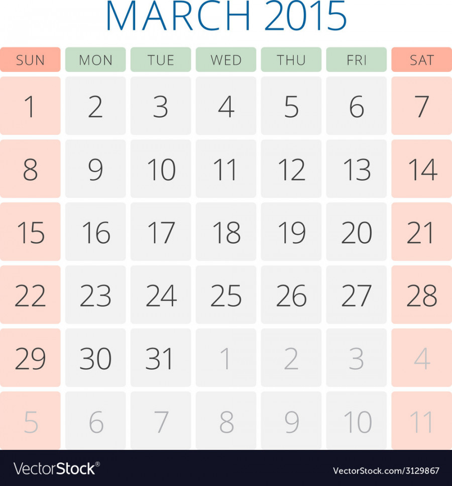 Calendar  march design template Royalty Free Vector