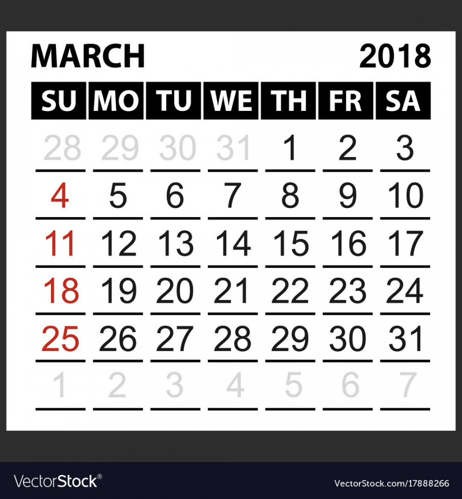 Calendar sheet march  Royalty Free Vector Image