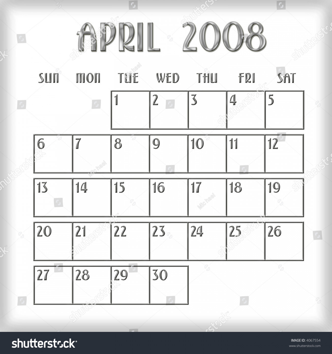 d April  Calendar Stock Illustration   Shutterstock