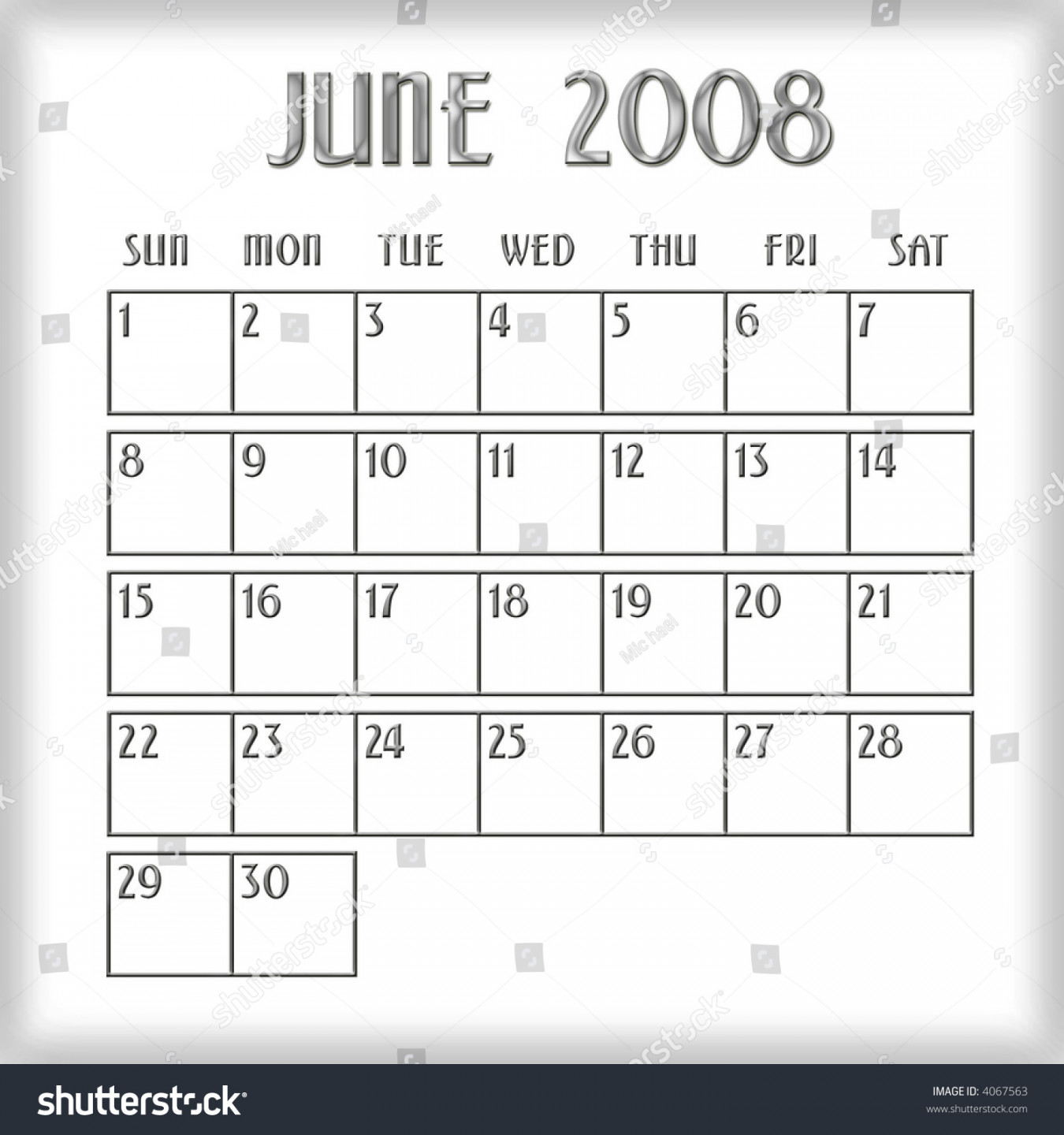 d June  Calendar Stock Illustration 406756  Shutterstock