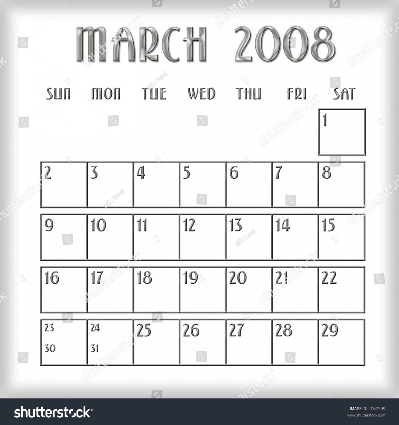d March  Calendar Stock Illustration   Shutterstock