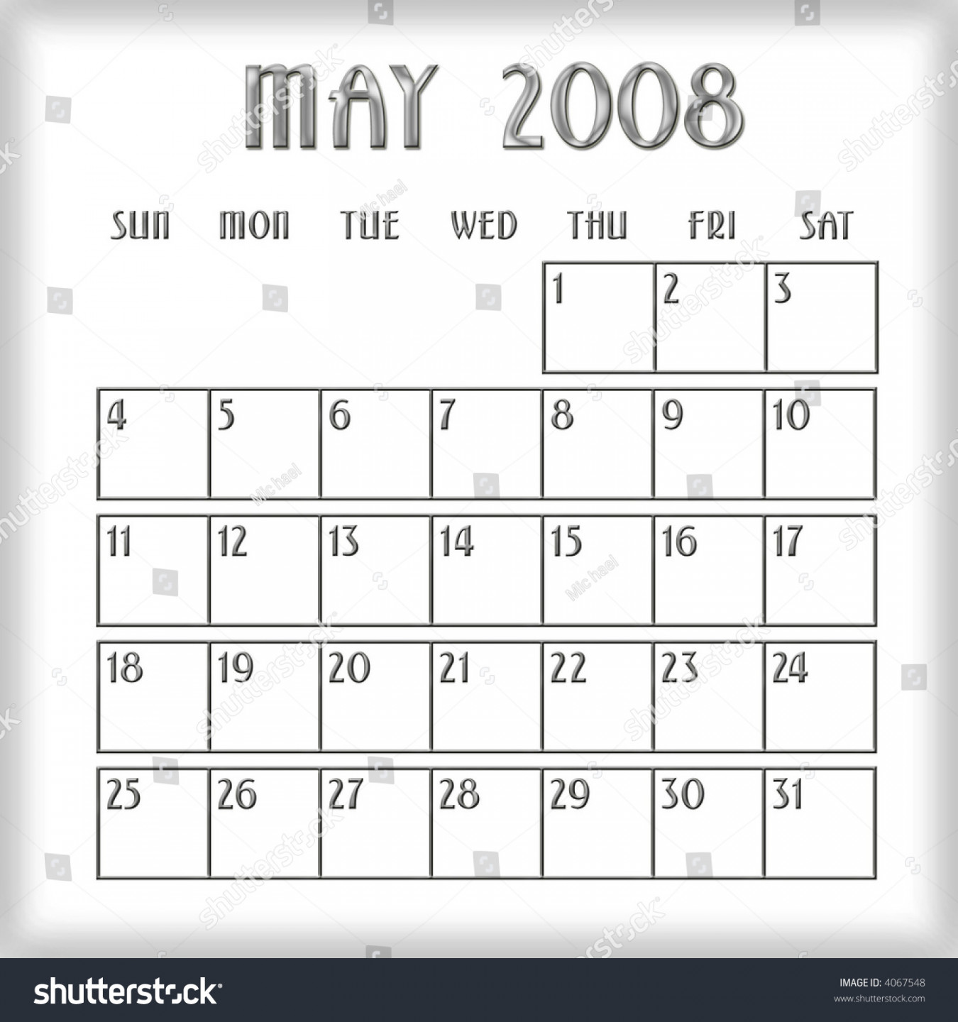 d May  Calendar Stock Illustration   Shutterstock