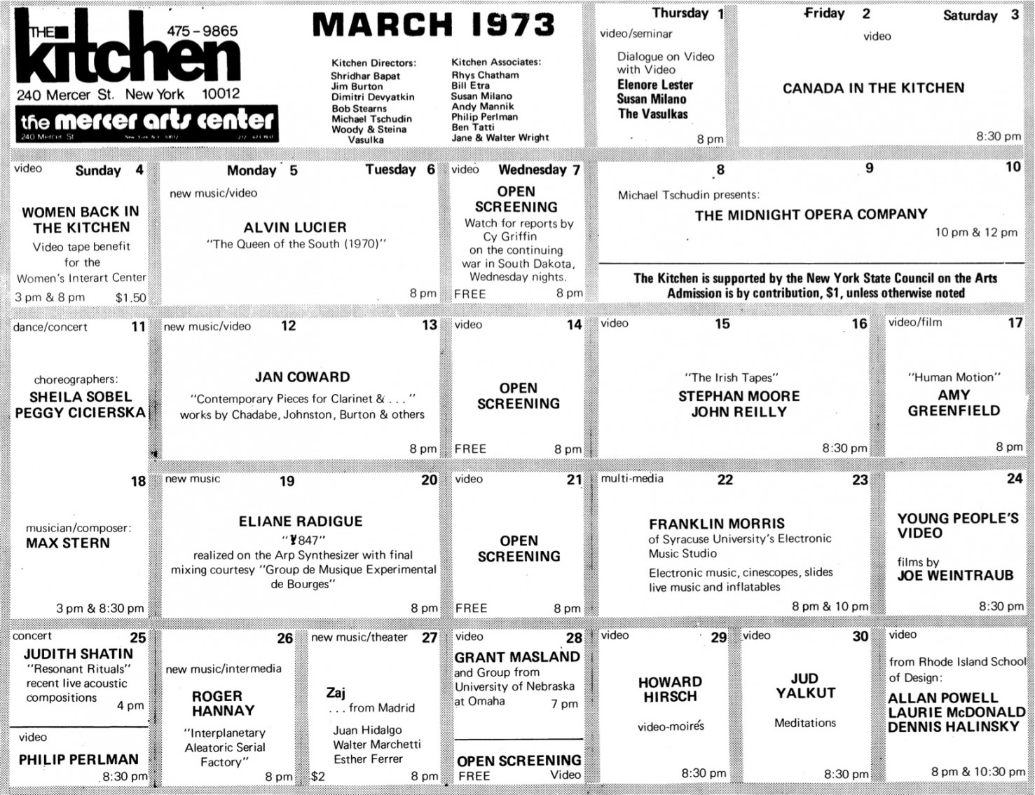 Electronic Arts Intermix: March  Kitchen Calendar