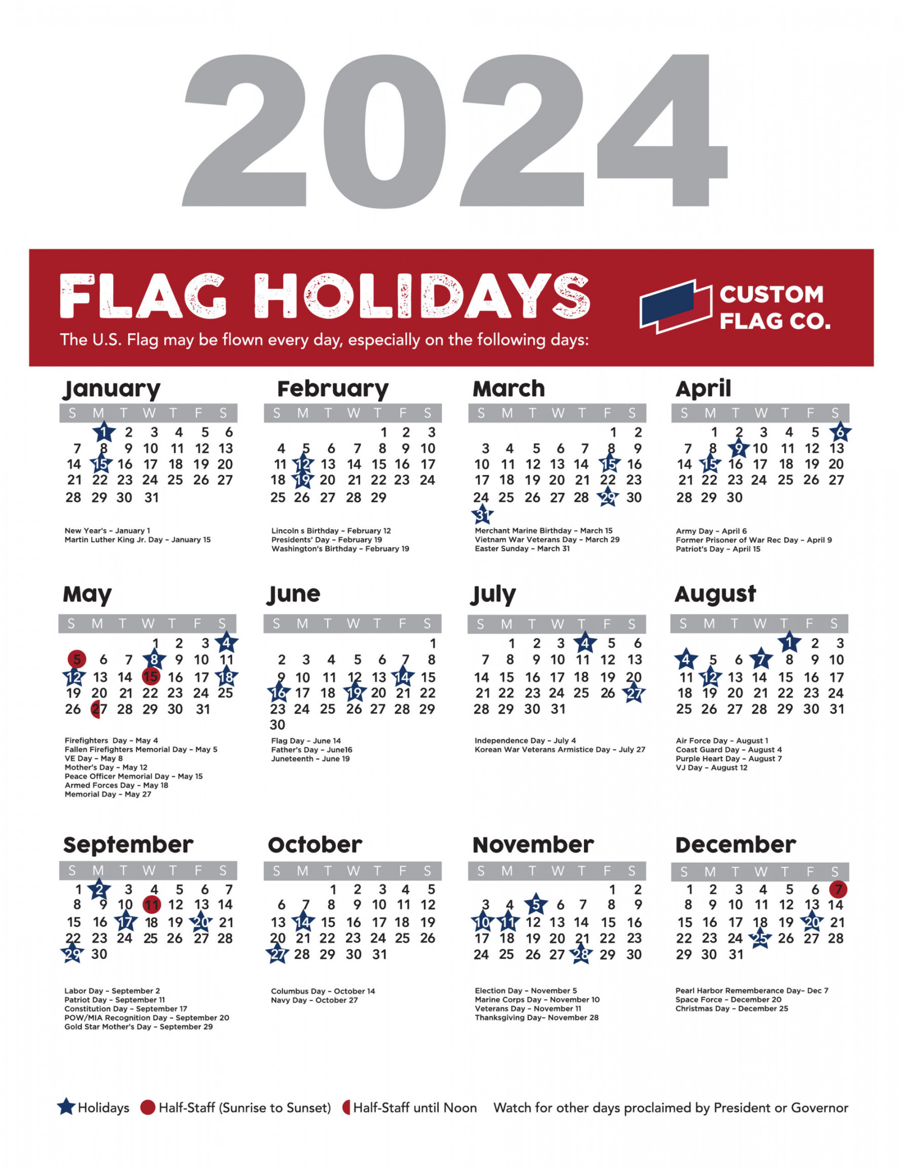 Flag Flying Days - Custom Flag Company