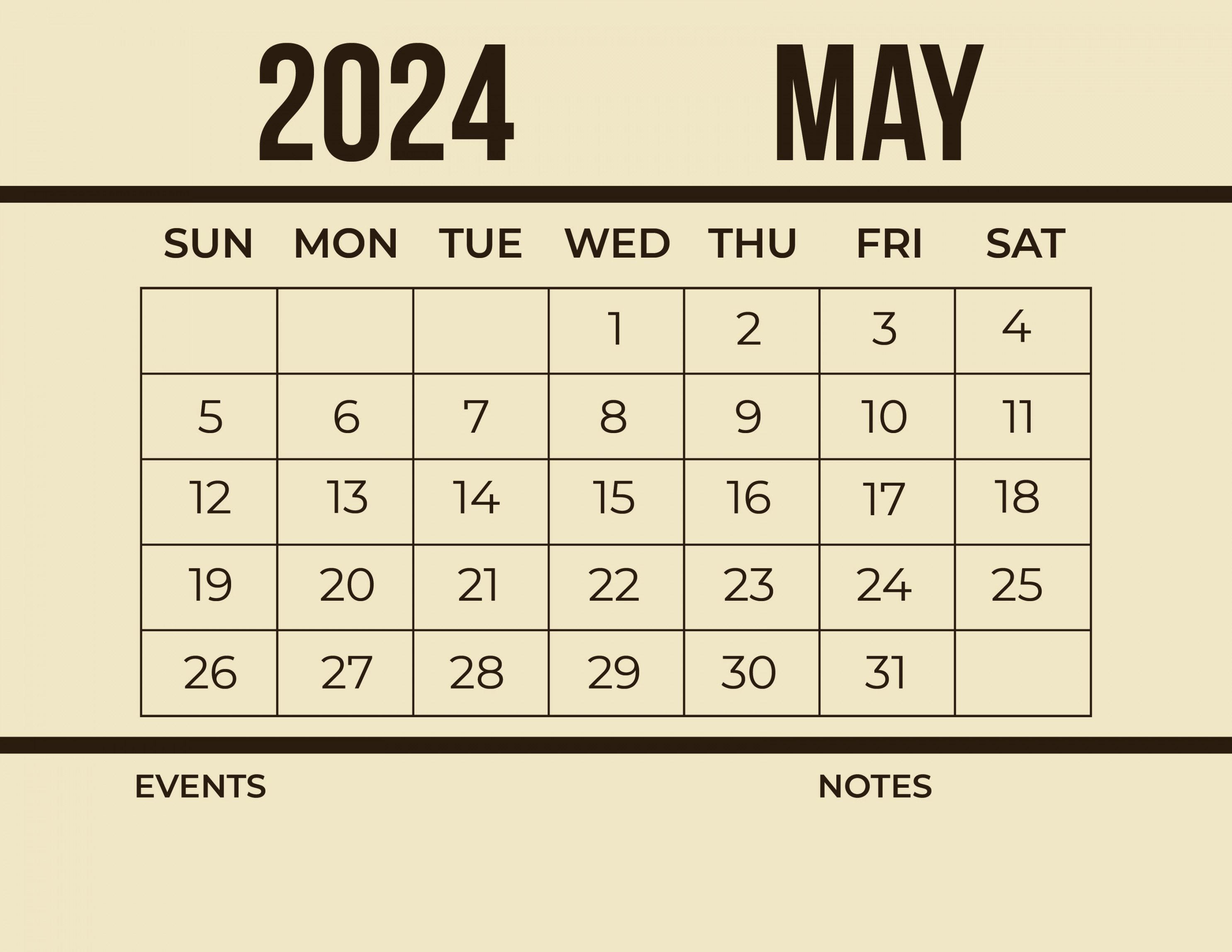 Free Blank May  Calendar - Download in Word, Illustrator, EPS