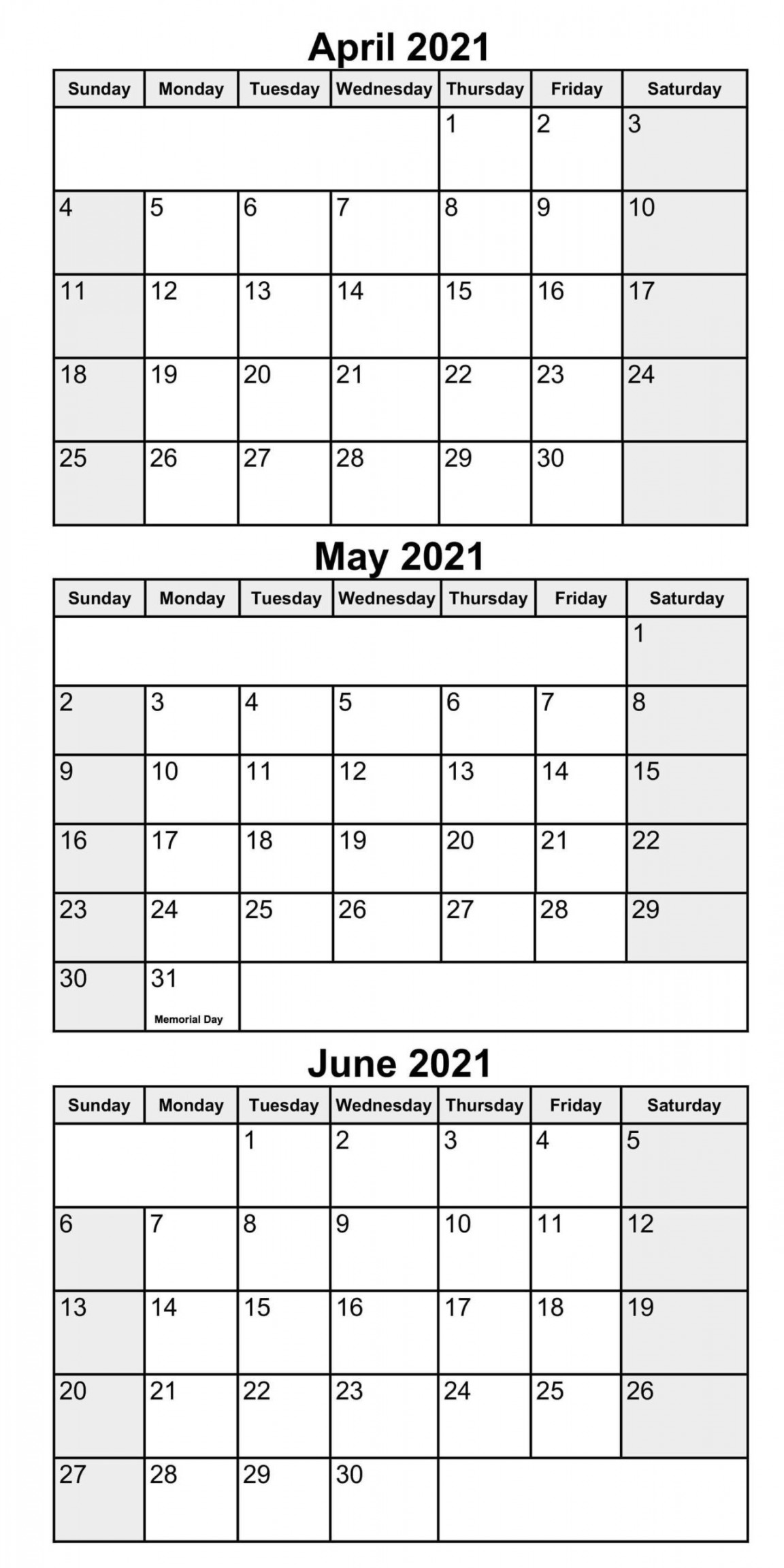 Free Printable April May June Calendar  Templates   Calendar