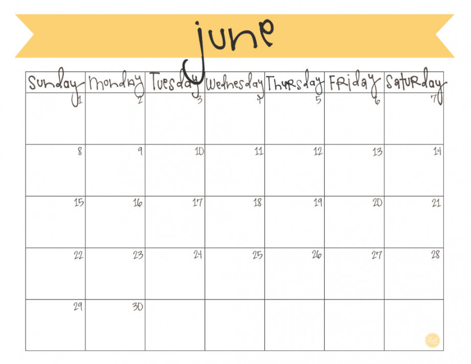 June  Calendar - Free Printable  Live Craft Eat