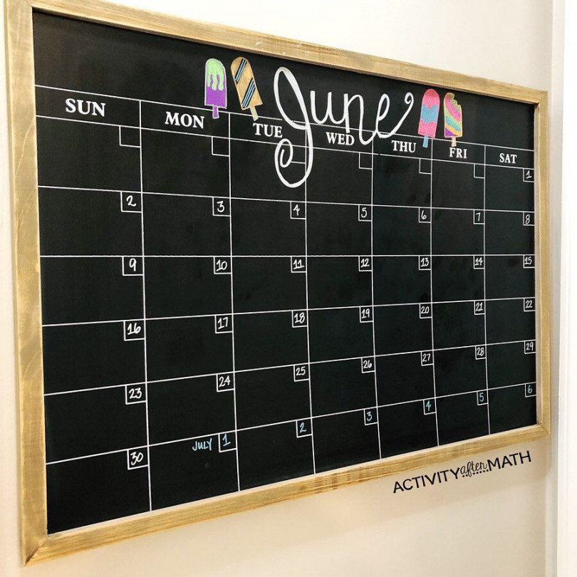 June Chalkboard Calendar  Chalkboard calendar, Whiteboard