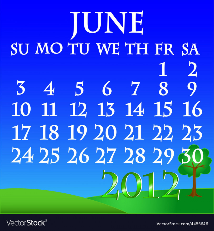 June  landscape calendar Royalty Free Vector Image