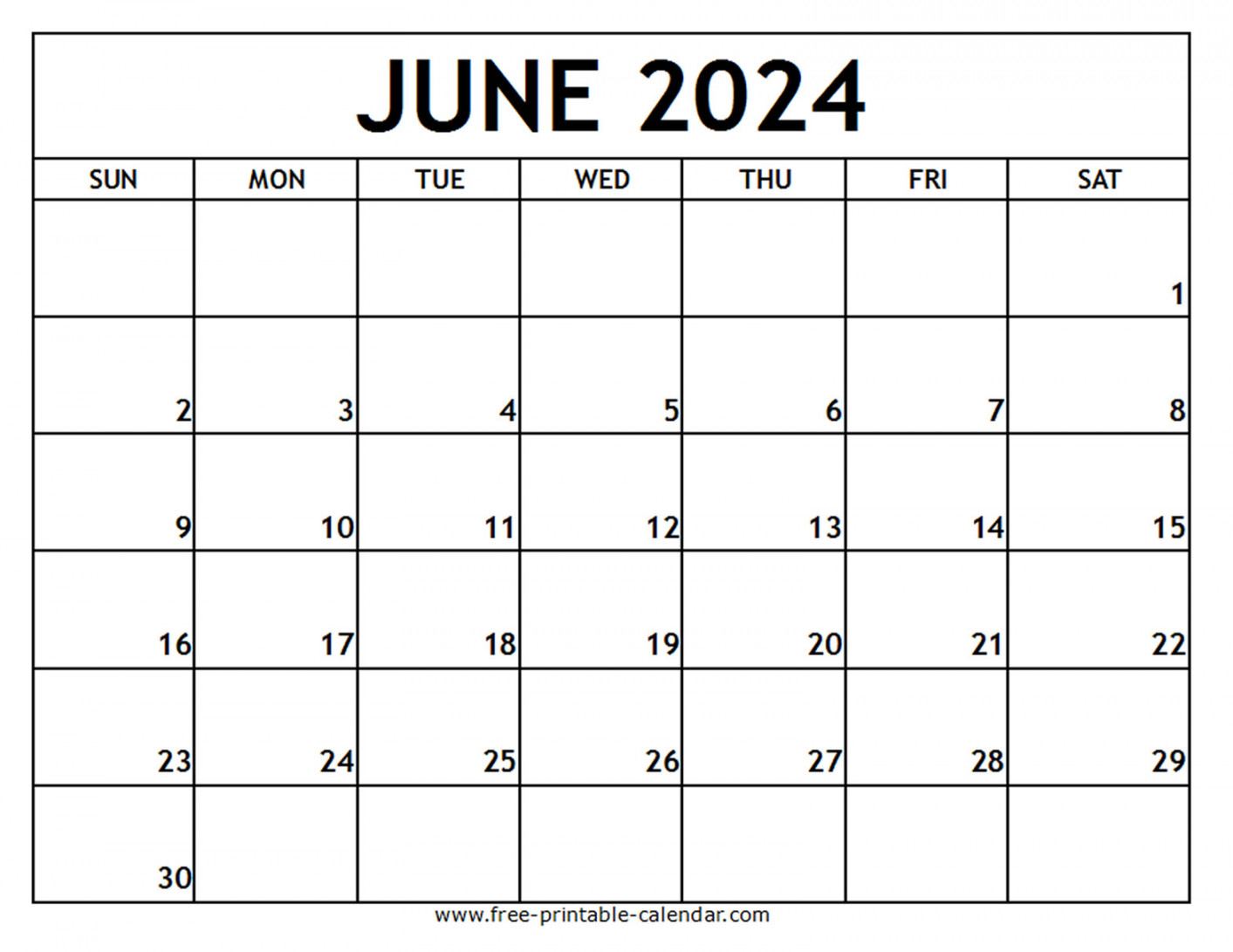 June  Printable Calendar - Free-printable-calendar