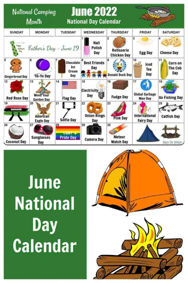 june printable calendar of national days father s day camping