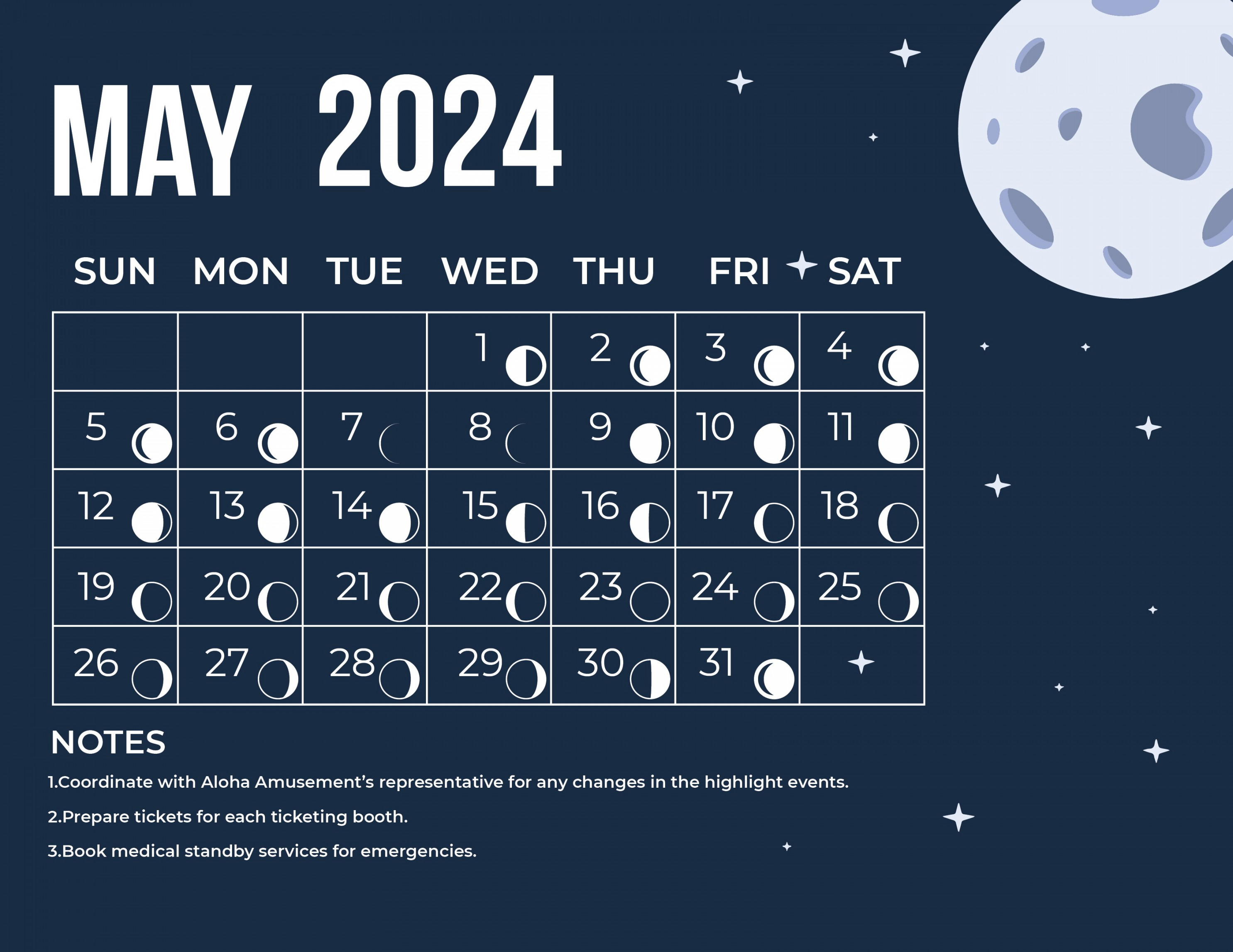 Lunar Calendar May  - Download in Word, Illustrator, EPS, SVG