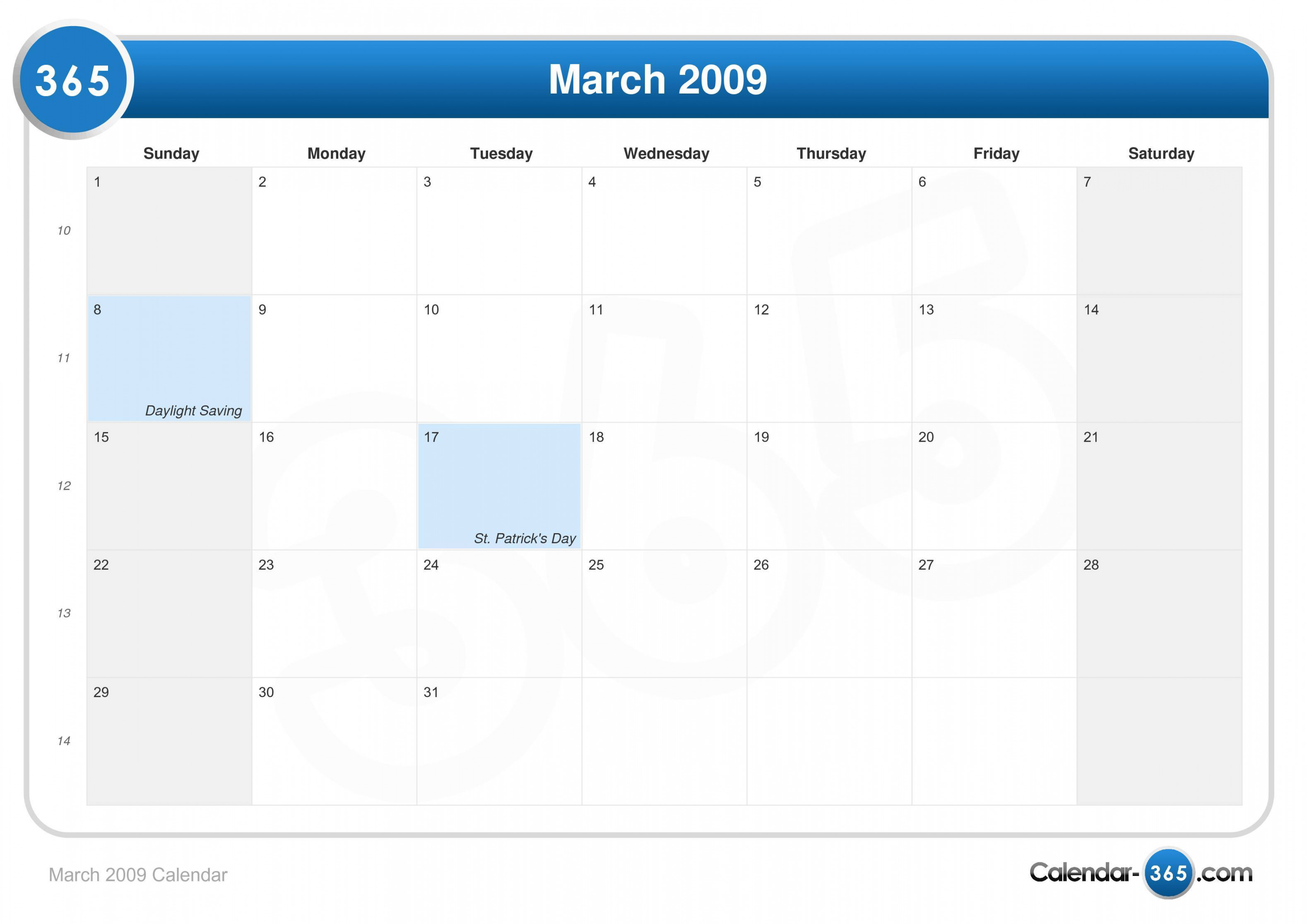 March  Calendar