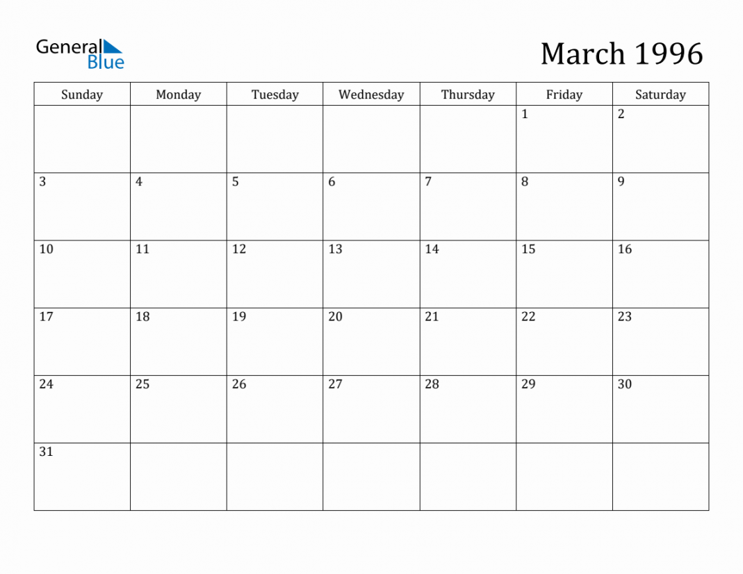 March  Monthly Calendar