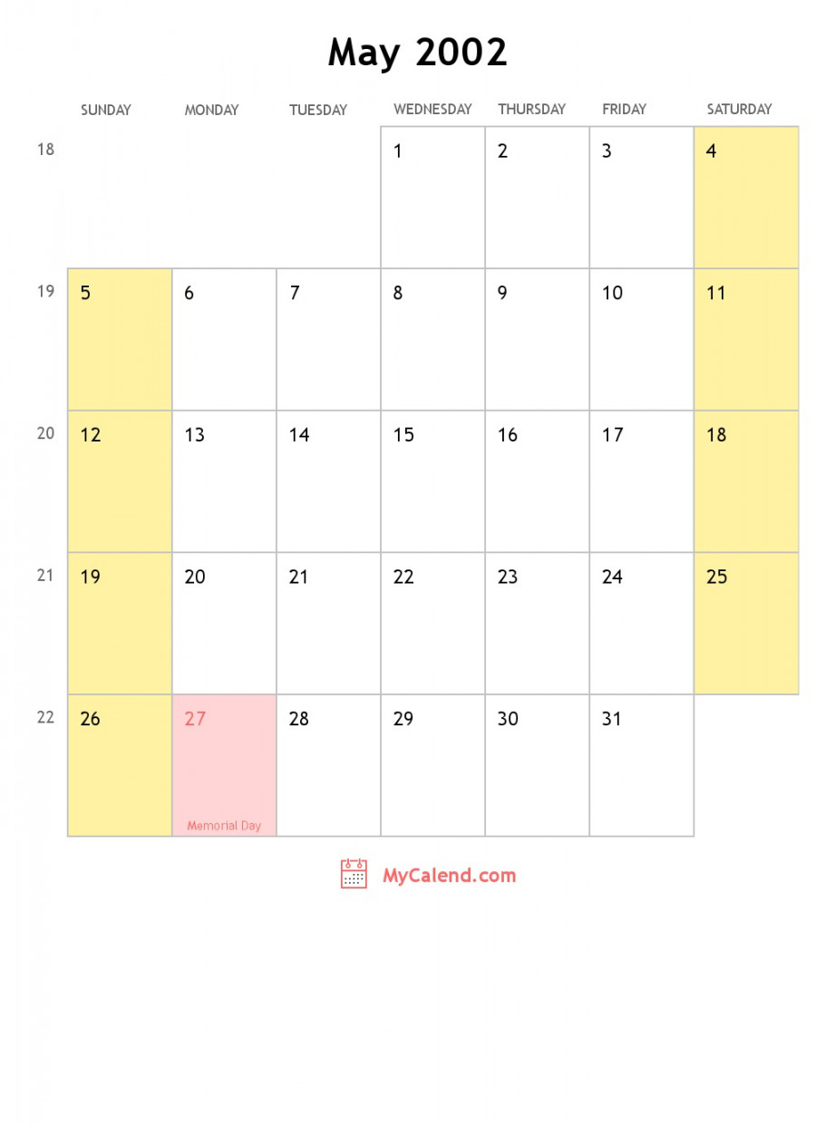 May  calendar with holidays - monthly printable calendar