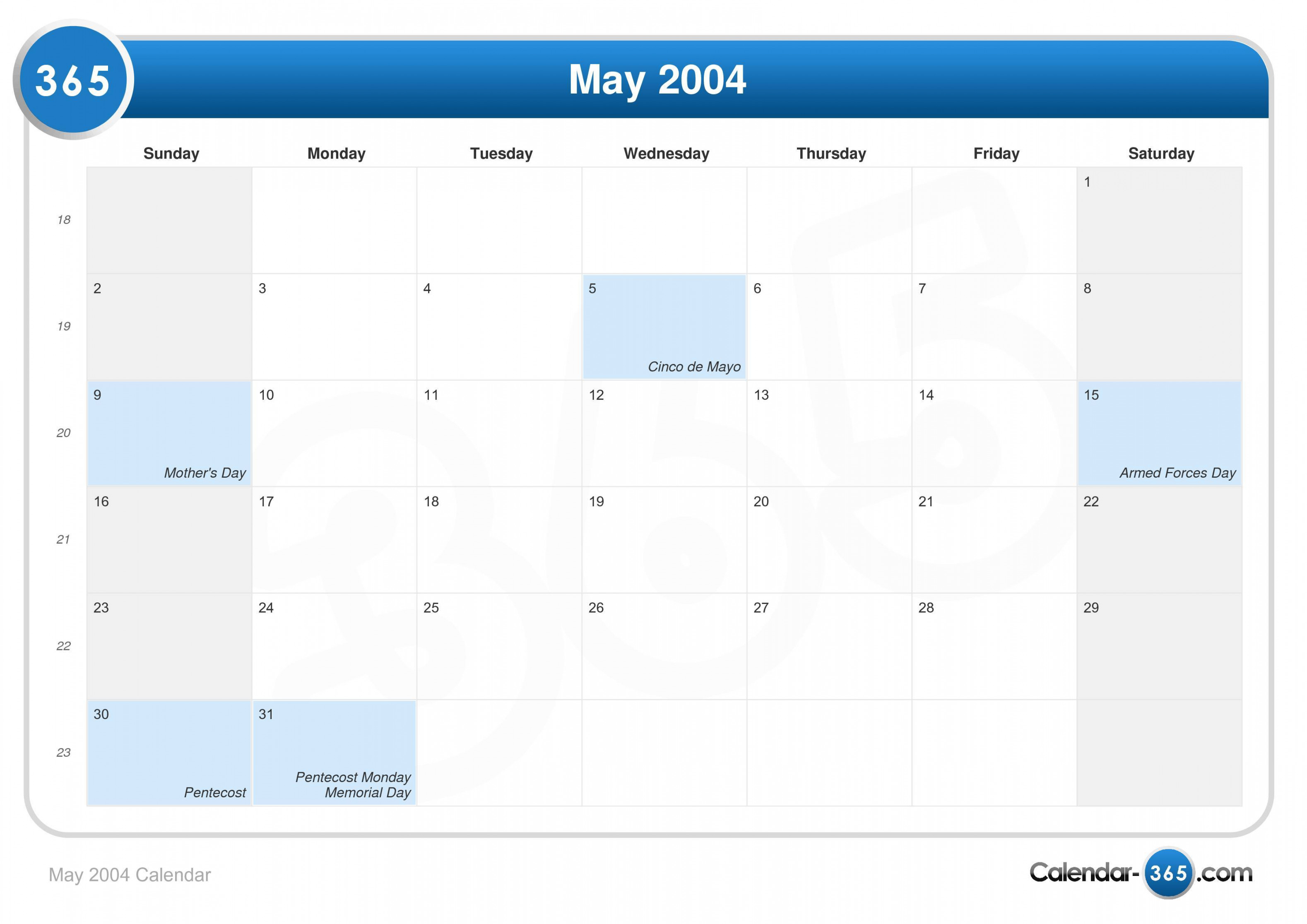 May  Calendar