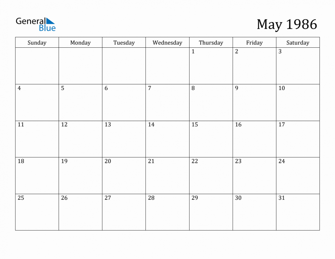 May  Monthly Calendar