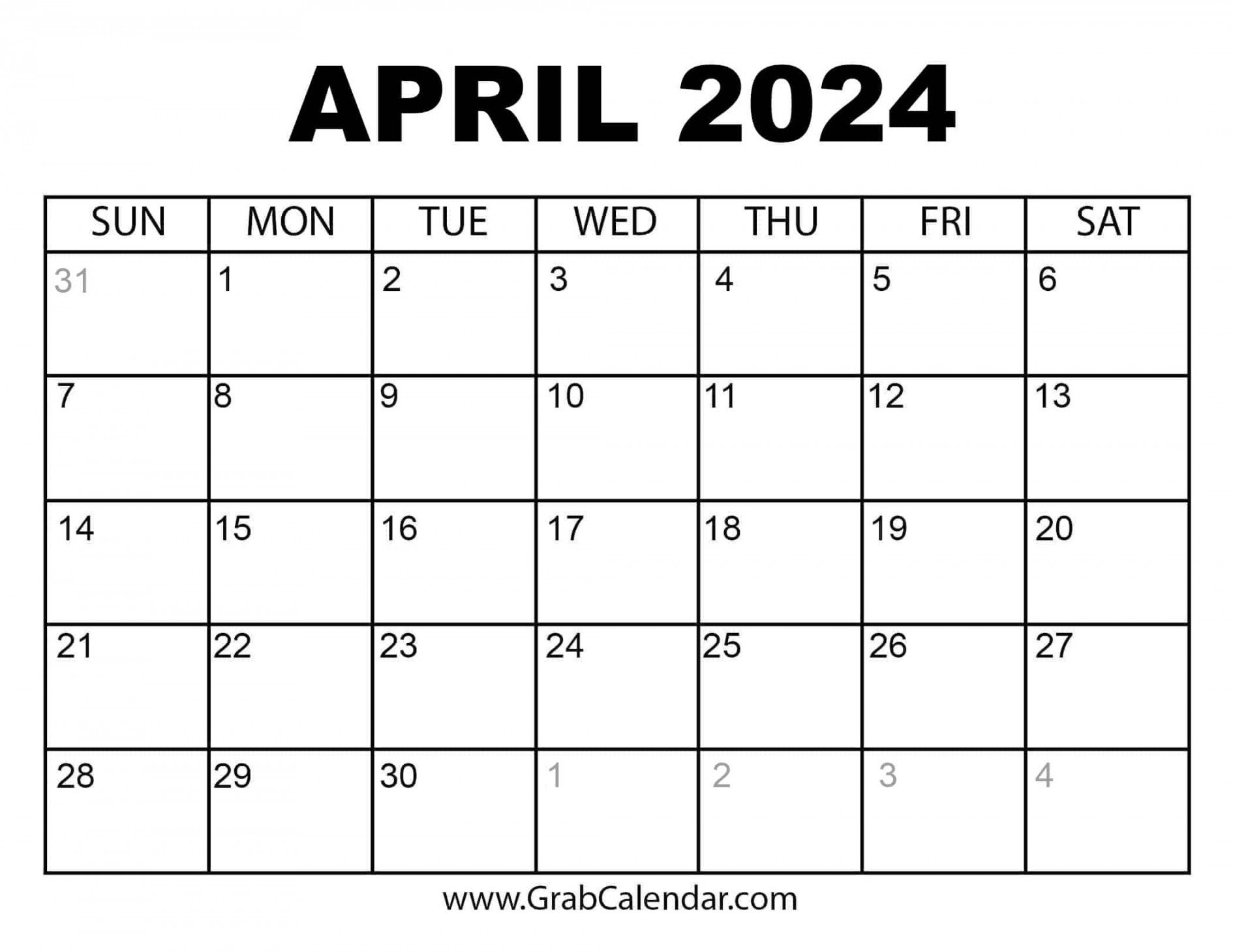 printable april calendar 0