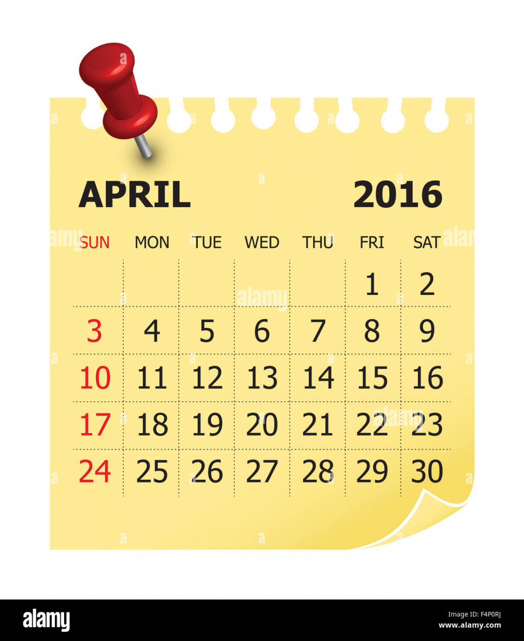 Simple calendar for April  Stock Photo - Alamy