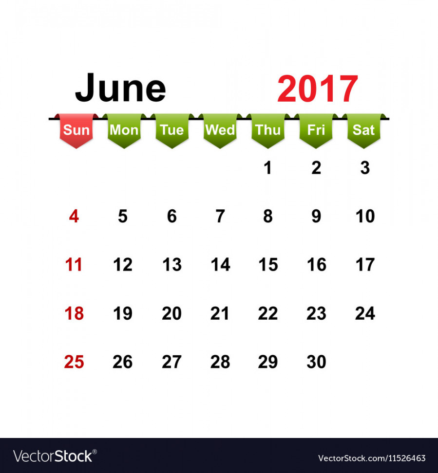Simple calendar  year june month Royalty Free Vector