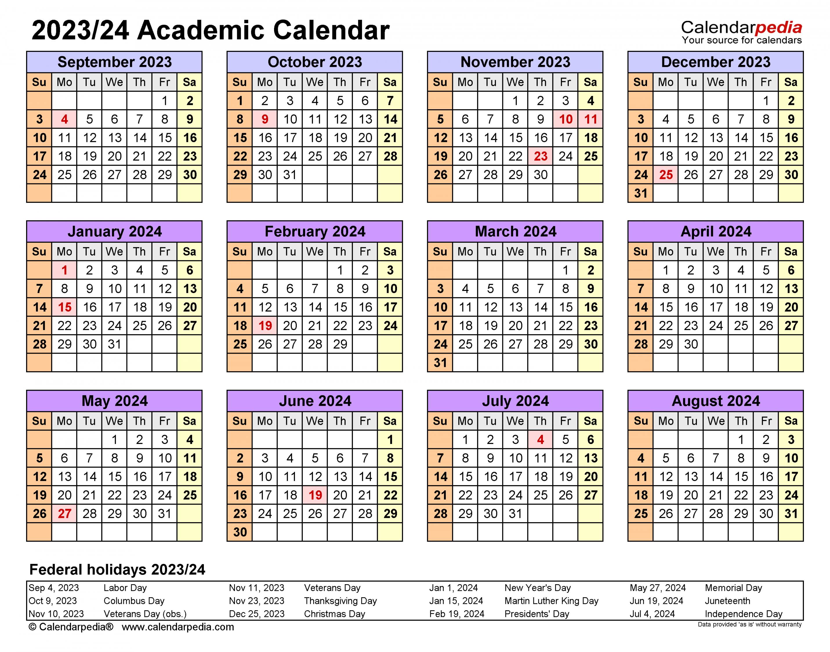 academic calendars free printable pdf templates