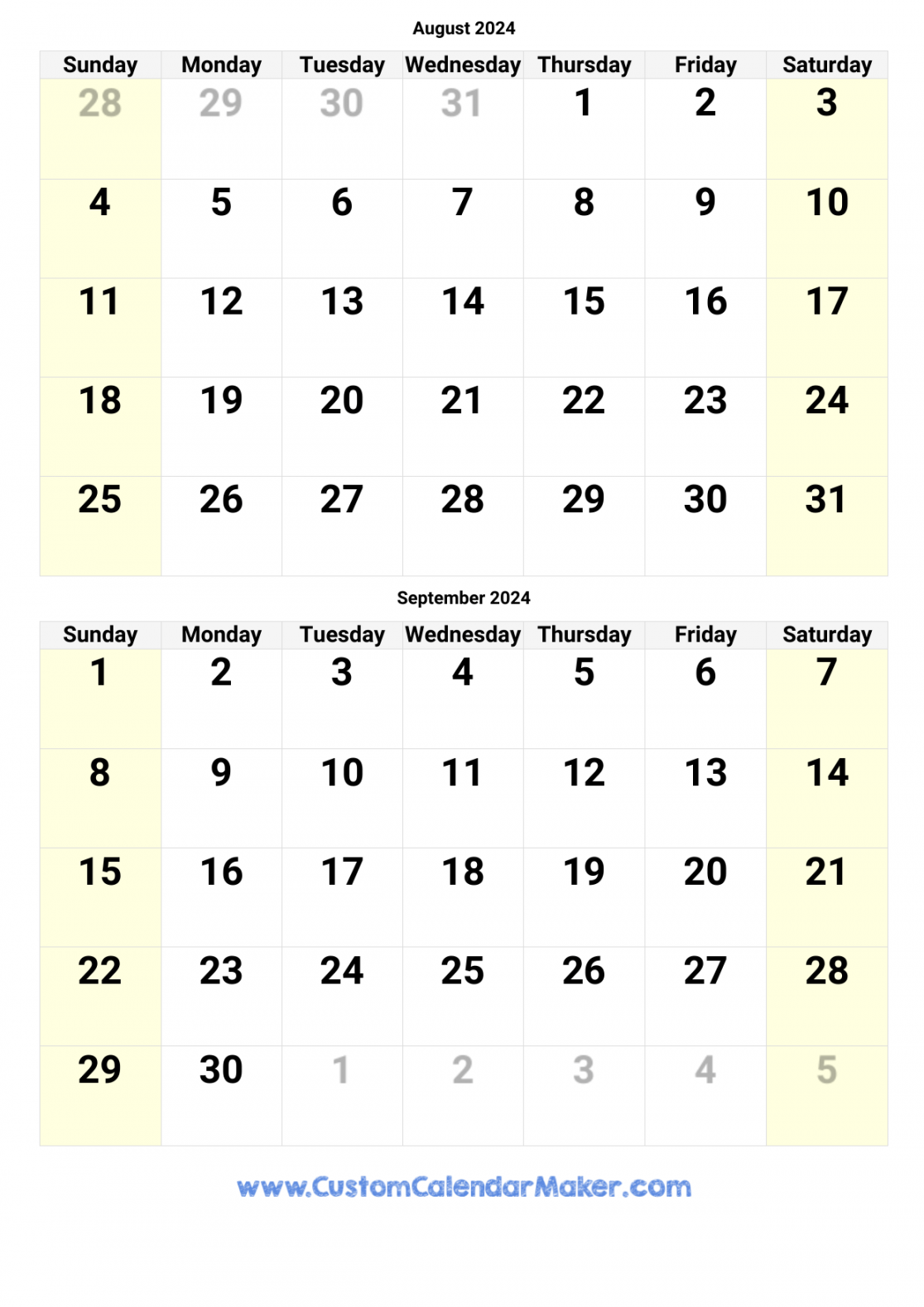 august and september printable calendar template 1
