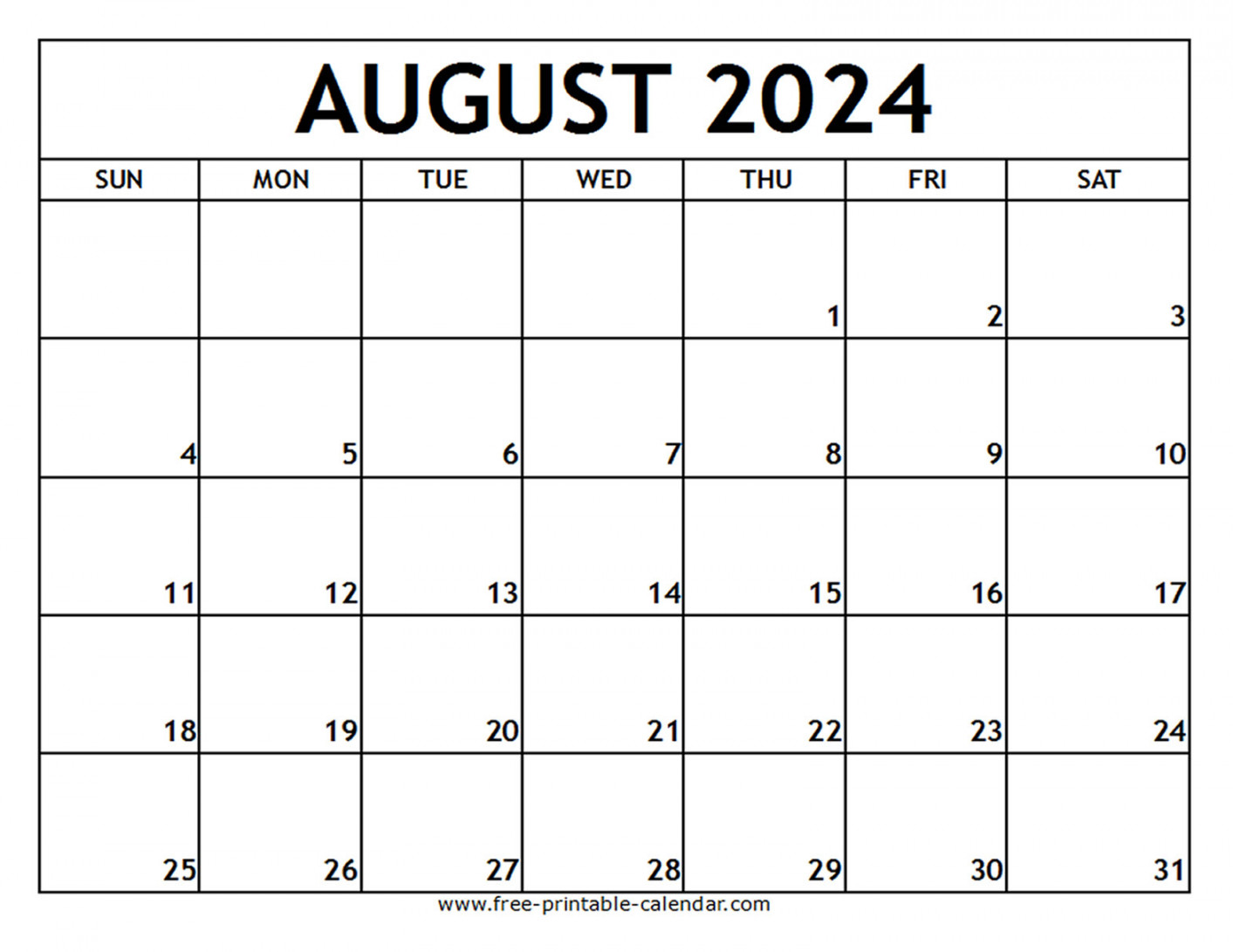 August  Printable Calendar - Free-printable-calendar