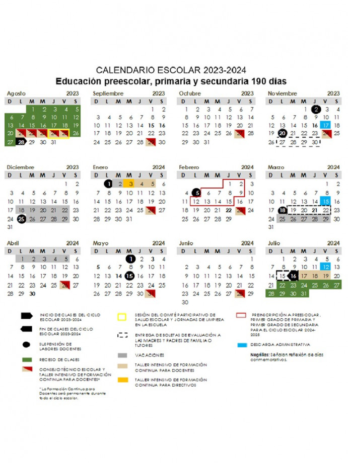 Calendario Escolar SEP -  PDF