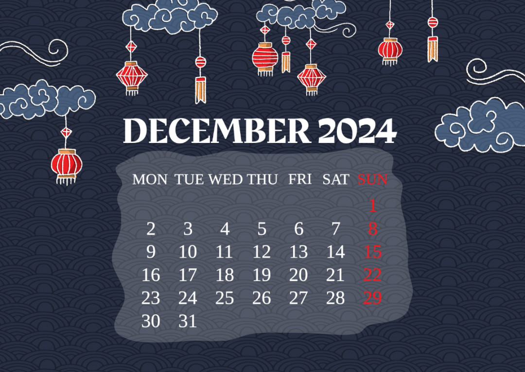 Chinese Calendar December  Template - Edit Online & Download