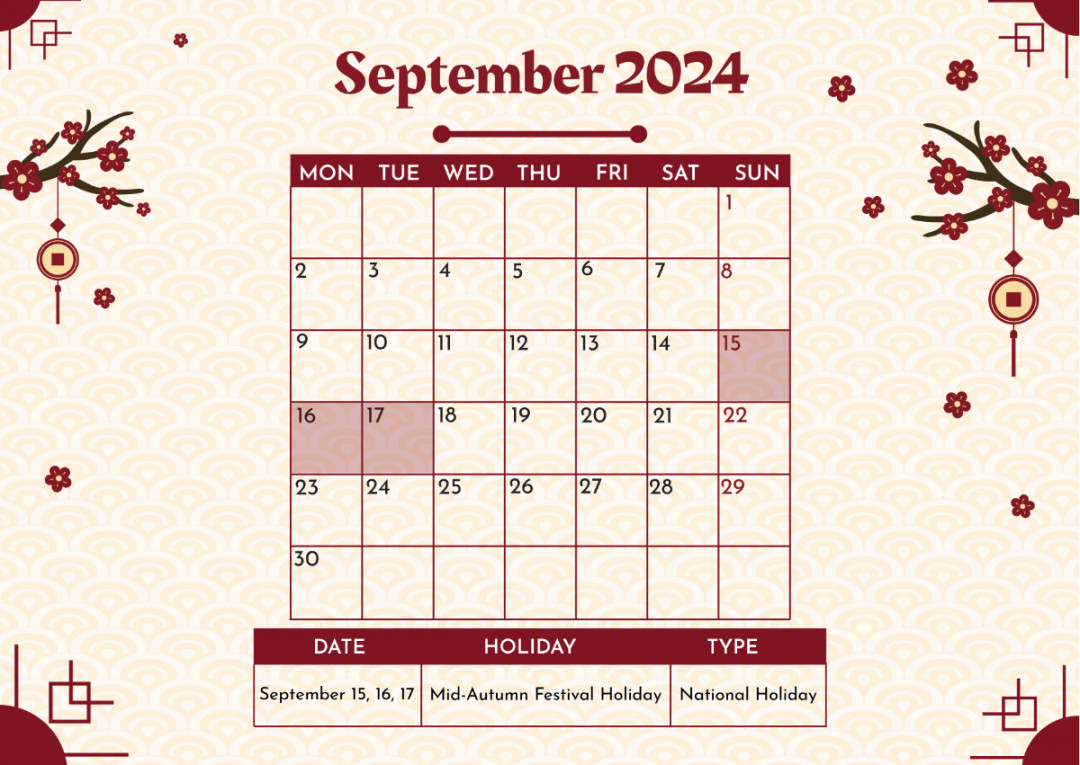 Chinese Calendar September  Template - Edit Online & Download
