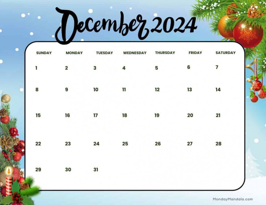 December  Calendars ( Free PDF Printables)