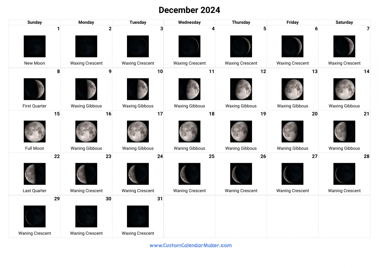 december moon phases calendar