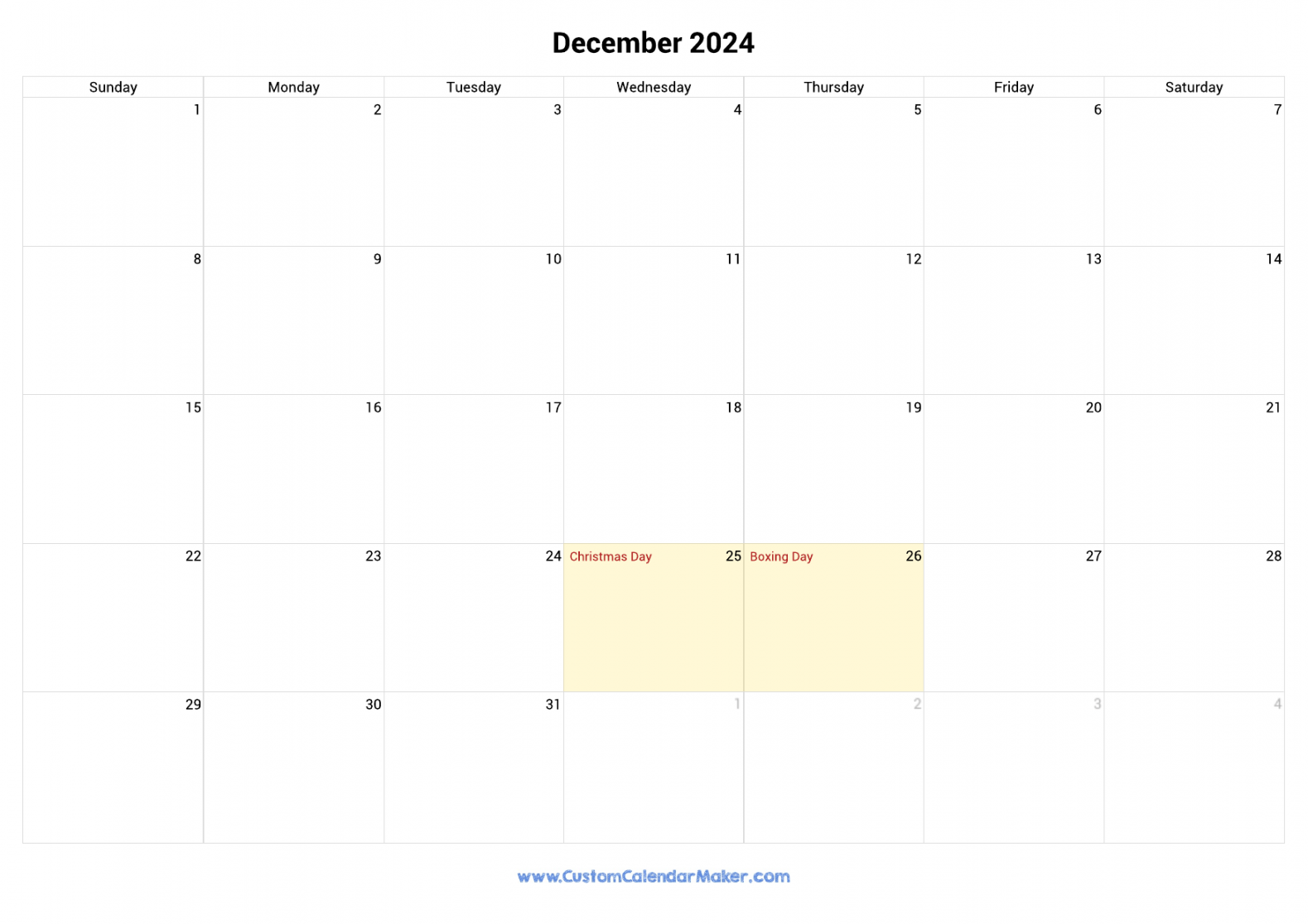 December  Printable Calendar With Australia Holidays