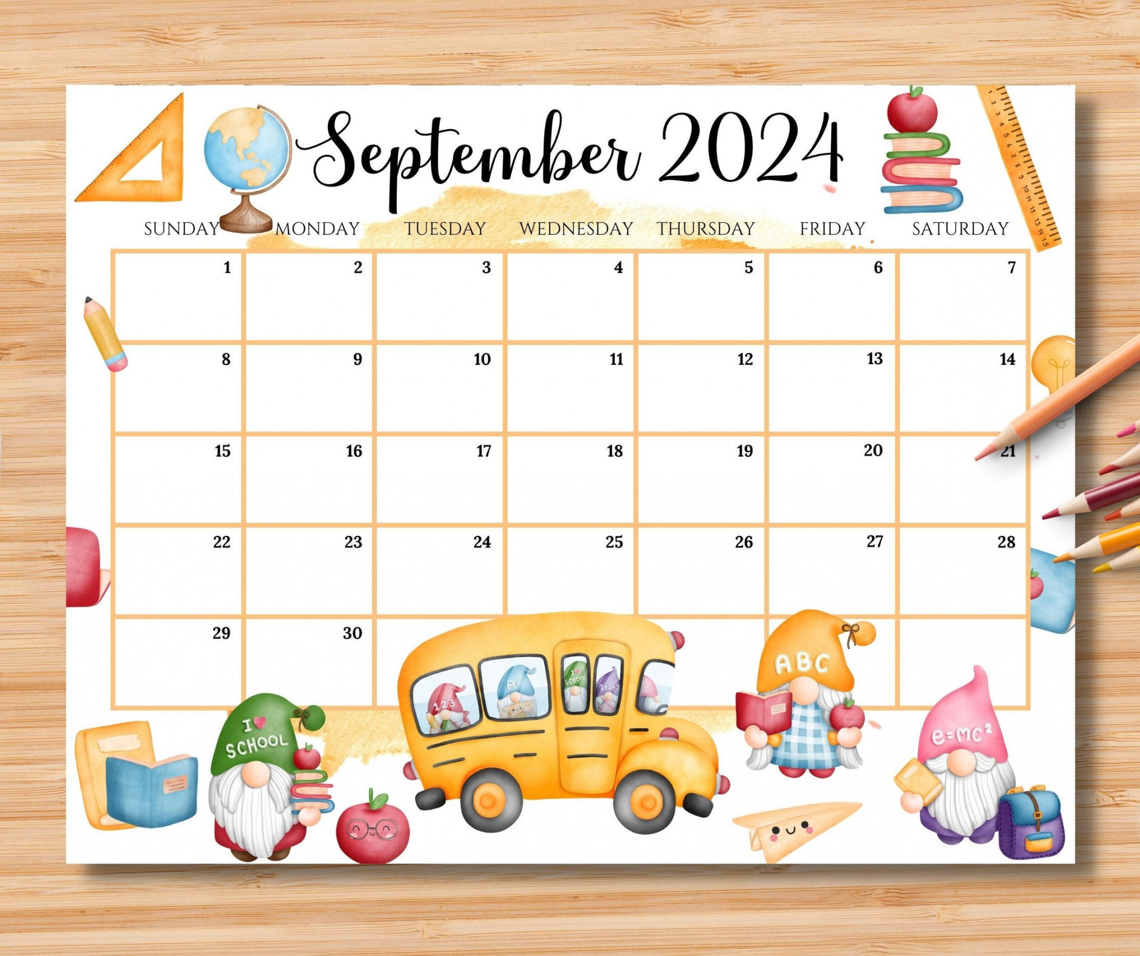 editable september calendar back to school planner with cute 0