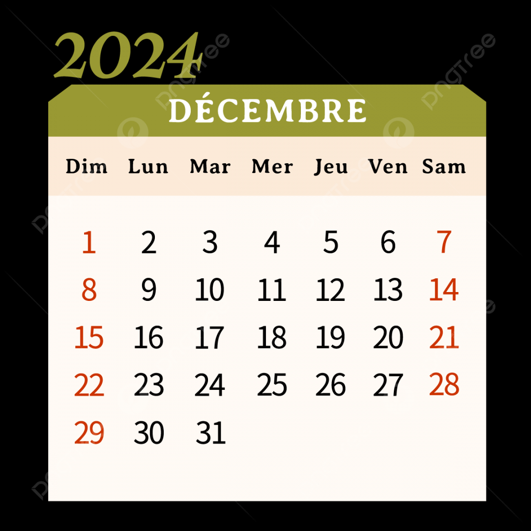 French Calendar December Winter, Two Thousand And Twenty Four