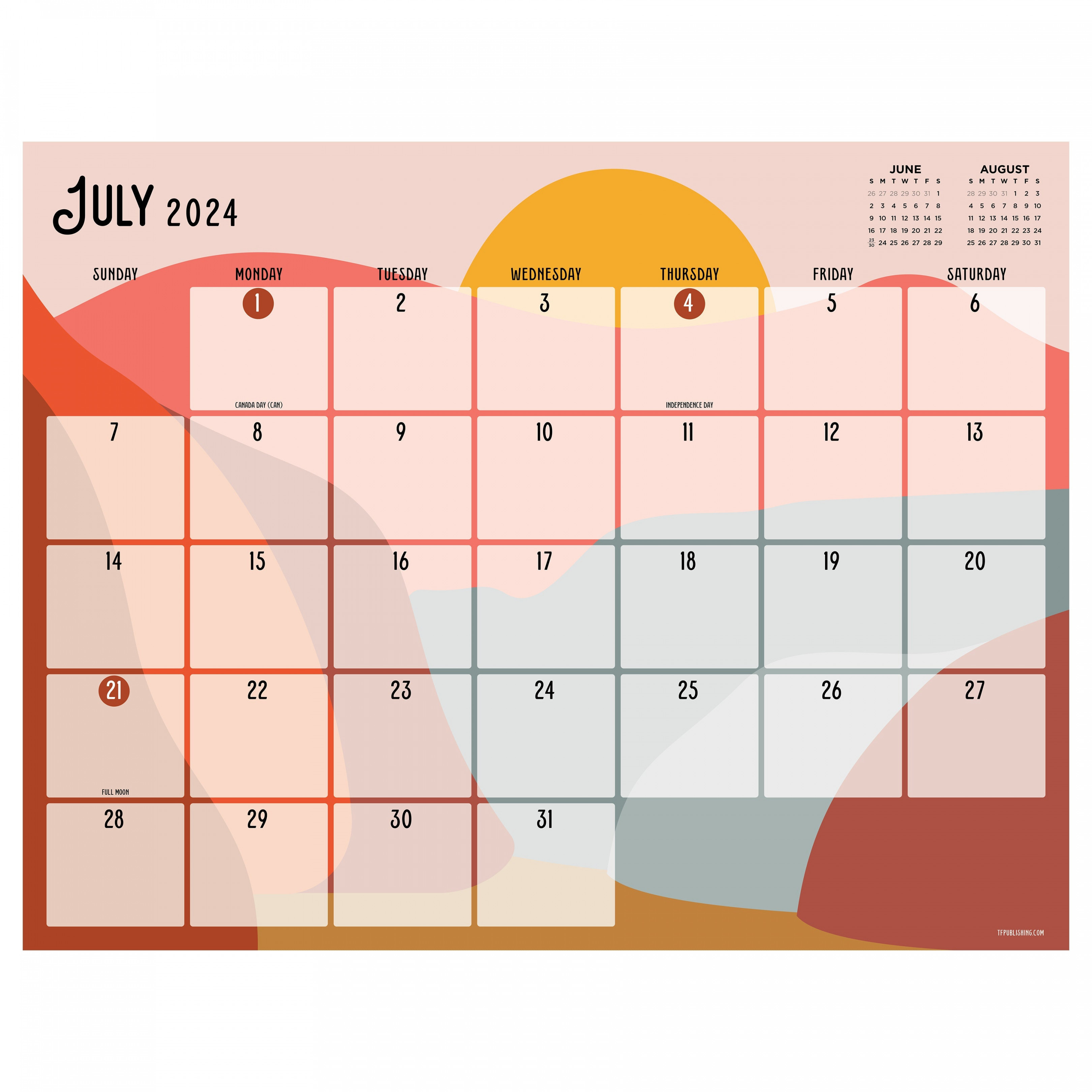 July  - June  Landscapes - Large Monthly Desk Pad Blotter Academic  Calendar