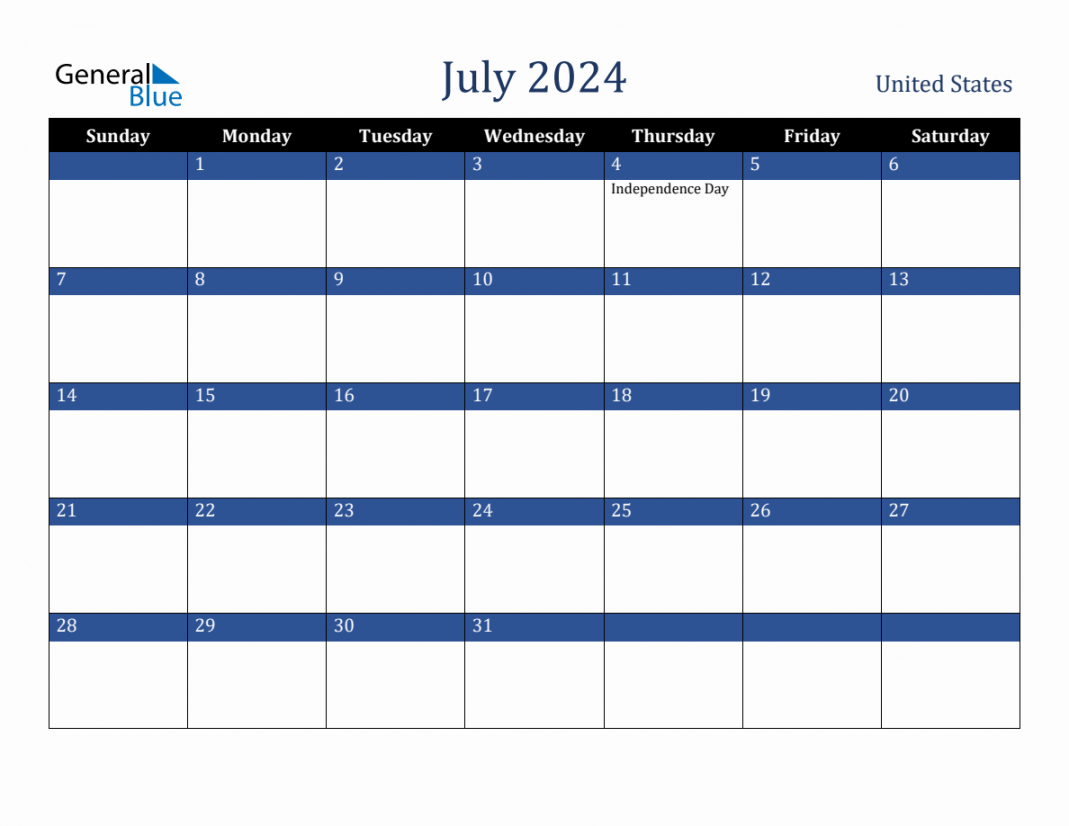 july united states holiday calendar
