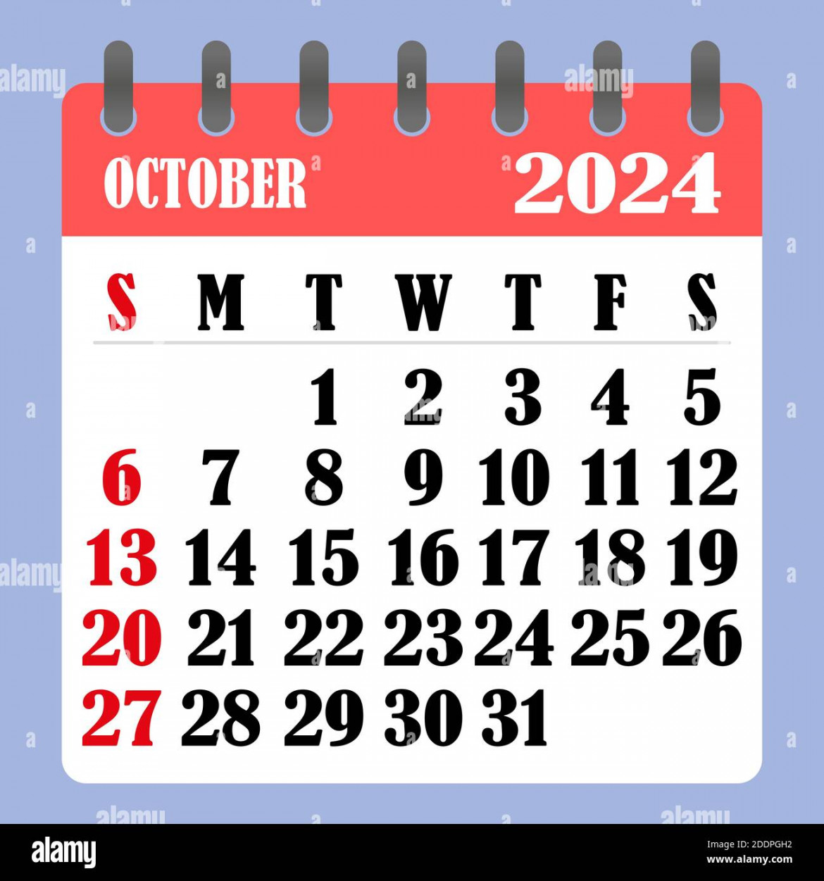 letter calendar for october the week begins on sunday time