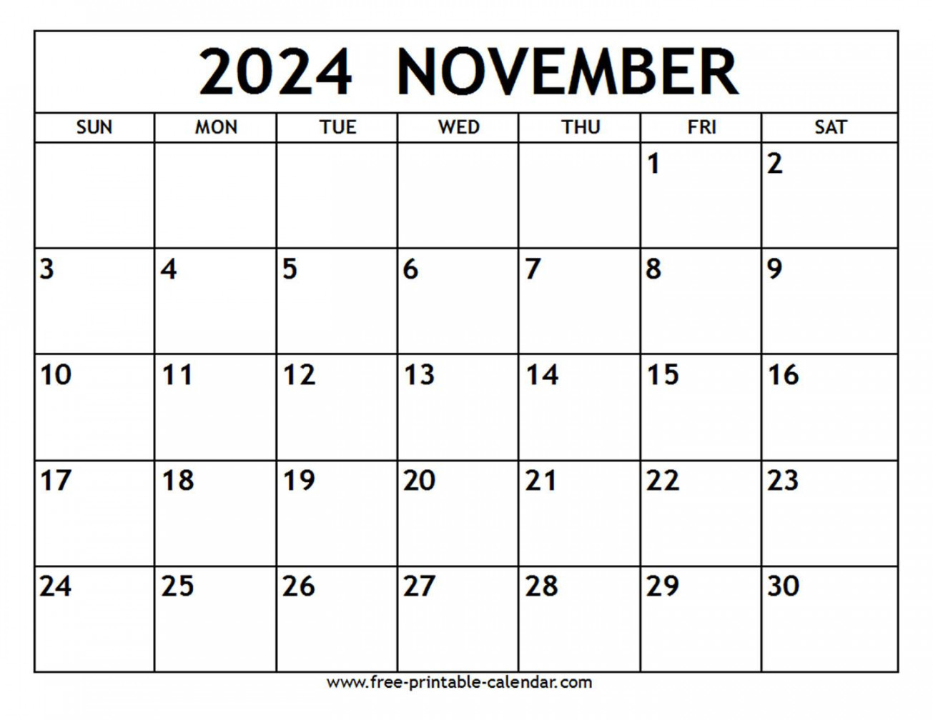 November  Calendar - Free-printable-calendar