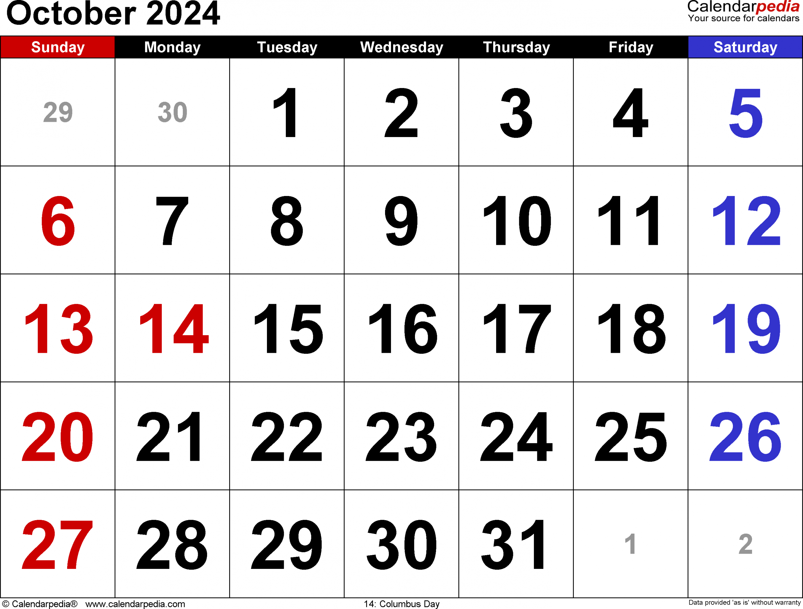 october calendar templates for word excel and pdf 0