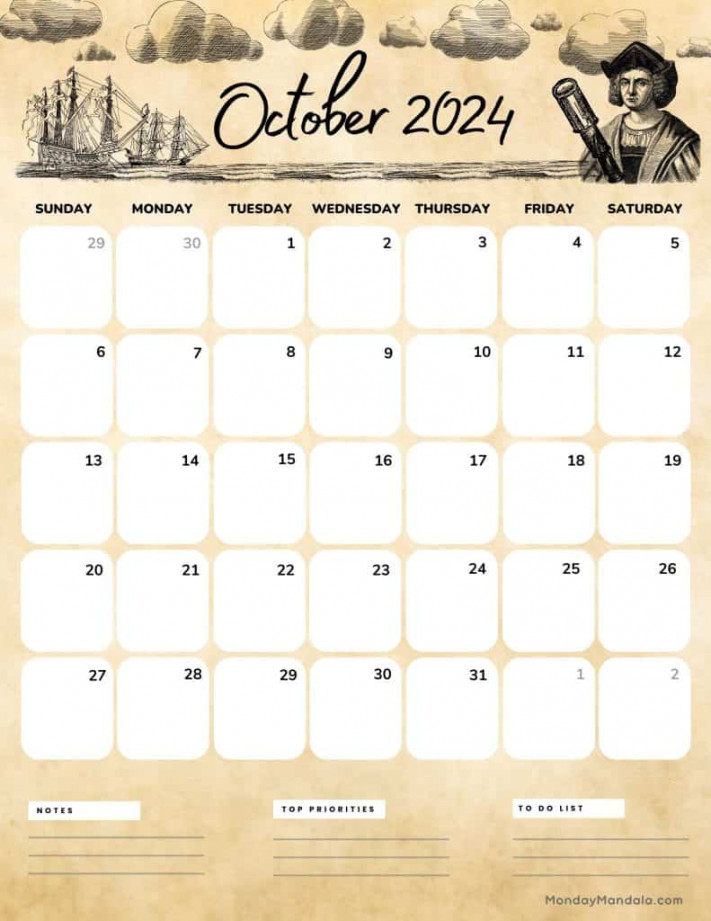 October  Calendars ( Free PDF Printables)