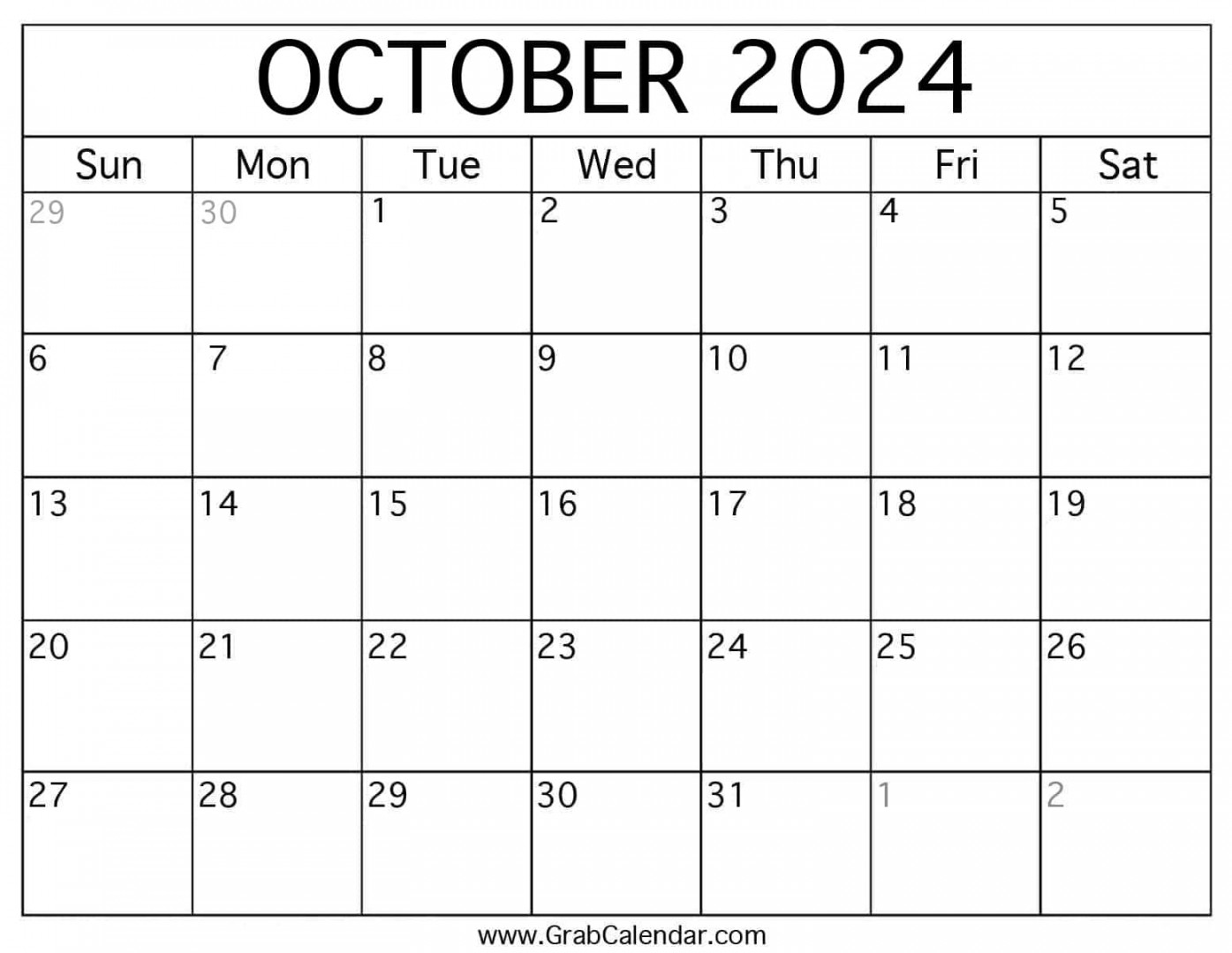 Printable October  Calendar