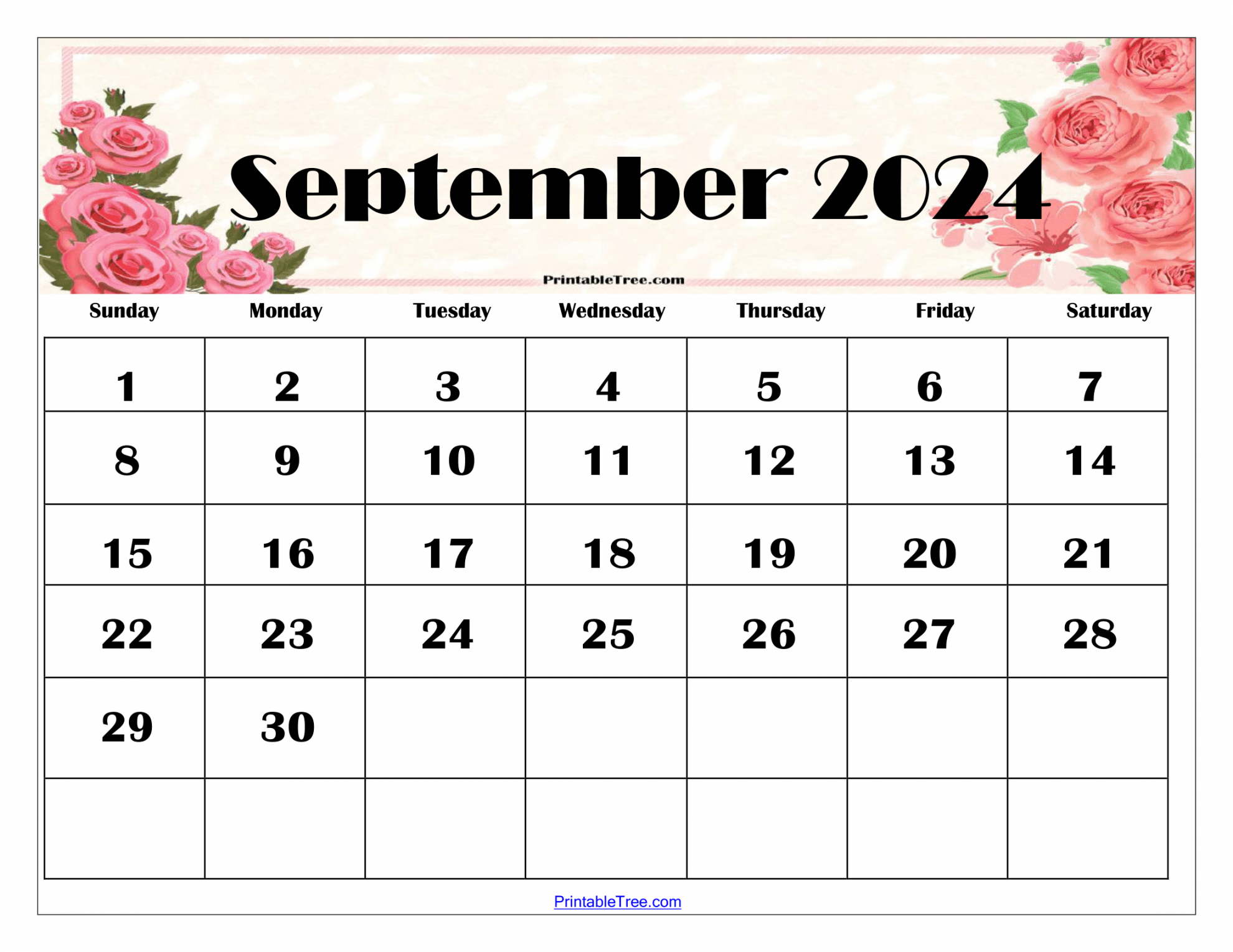 September  Calendar Printable PDF with Holidays