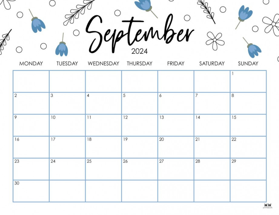 September  Calendars -  FREE Printables  Printabulls