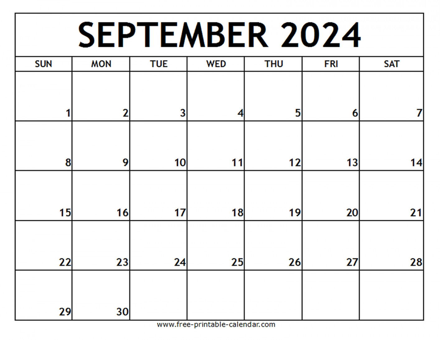 September  Printable Calendar - Free-printable-calendar